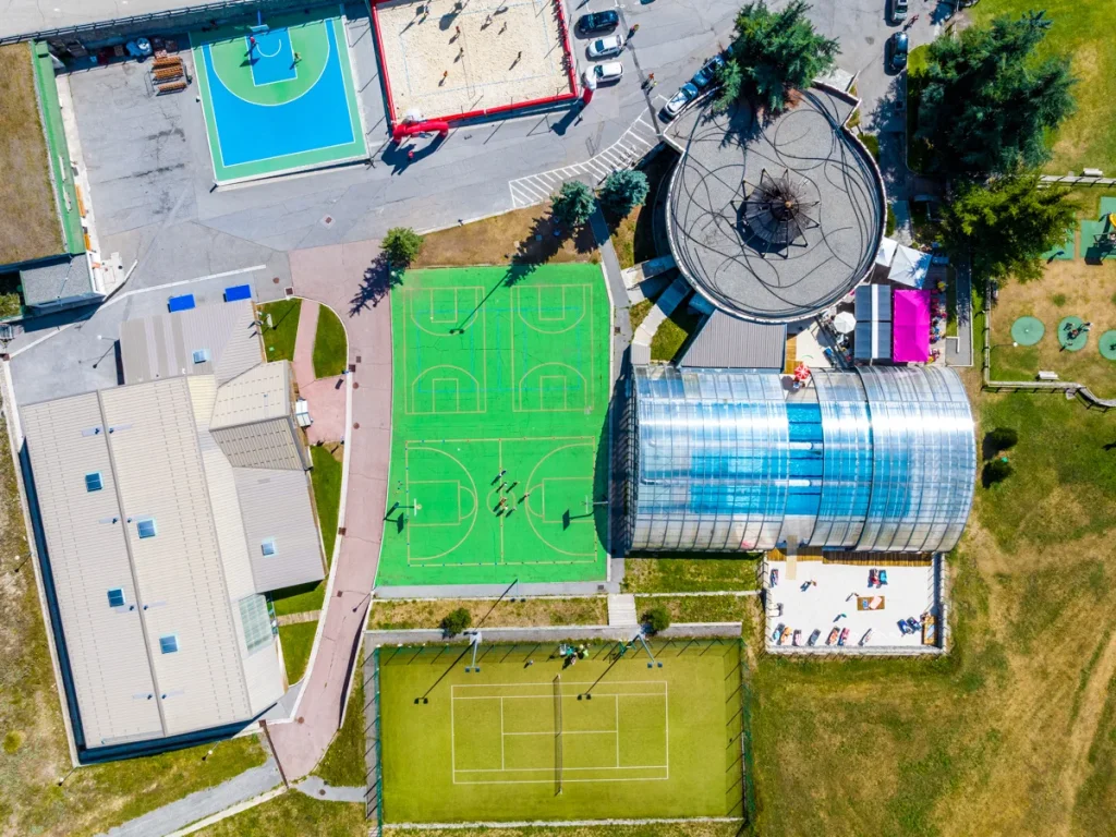 Vue drone du Parc des Sports de Valberg