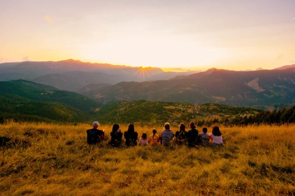 Coucher de soleil en famille au virage St Jean